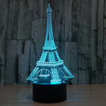 Lâmpada de secretária visual criativa estereoscópica com descoloração de 7 cores, estilo Torre Eiffel