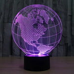 Lâmpada de secretária visual estéreo criativa com descoloração de 7 cores, luz noturna, estilo globo americano