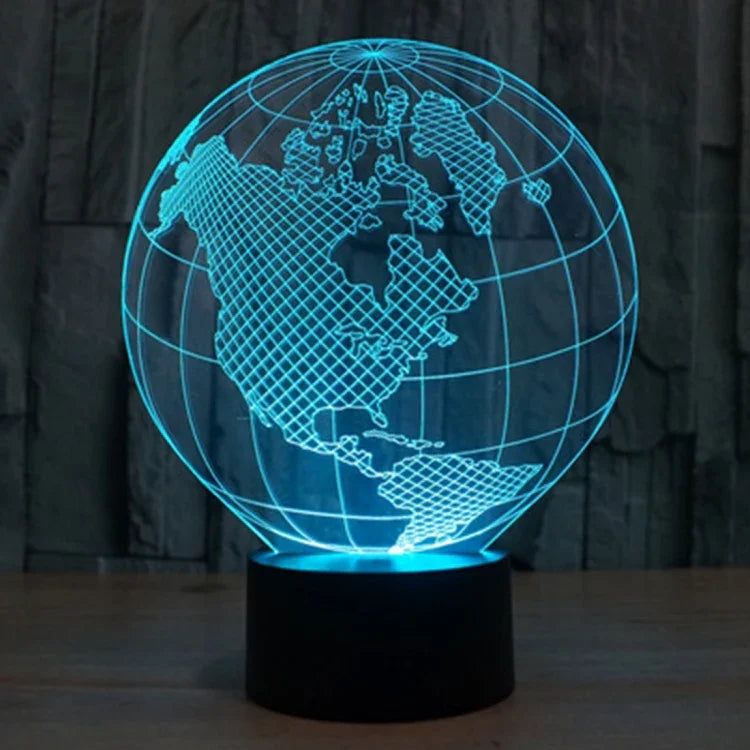 Lâmpada de secretária visual estéreo criativa com descoloração de 7 cores, luz noturna, estilo globo americano