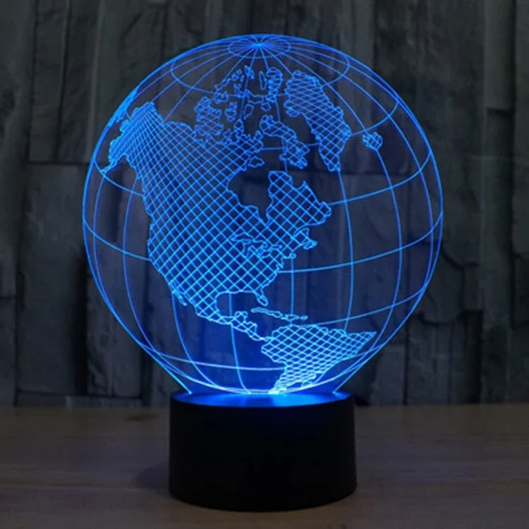 Lâmpada de secretária visual estéreo criativa com descoloração de 7 cores, luz noturna, estilo globo americano
