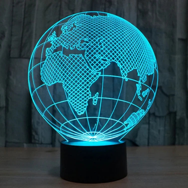 Lâmpada de secretária visual estéreo criativa com descoloração de 7 cores, luz noturna, estilo globo europeu