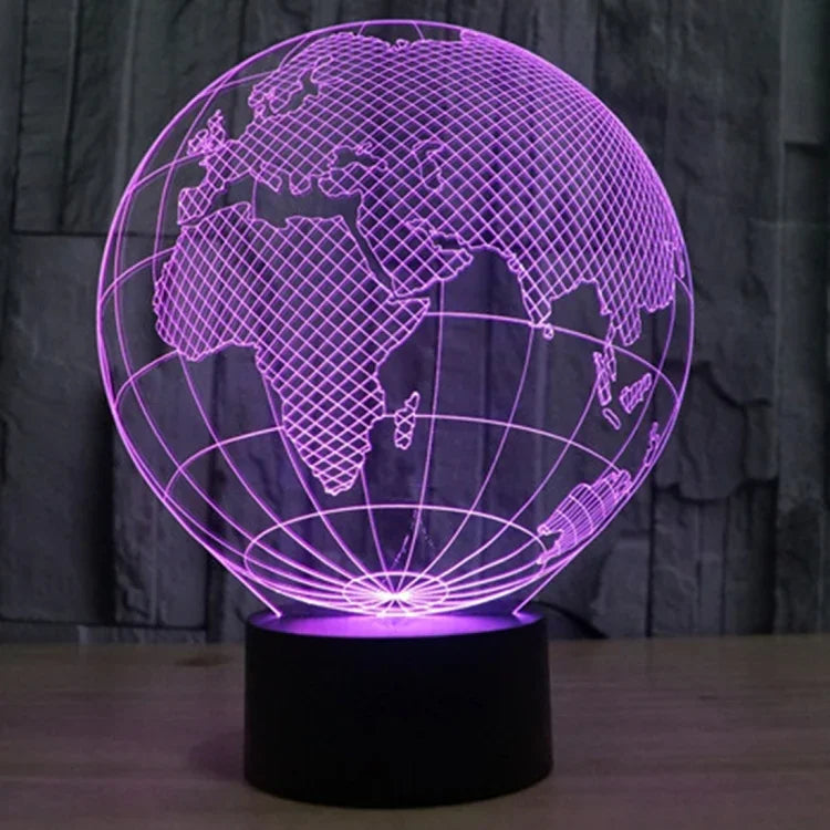 Lâmpada de secretária visual estéreo criativa com descoloração de 7 cores, luz noturna, estilo globo europeu