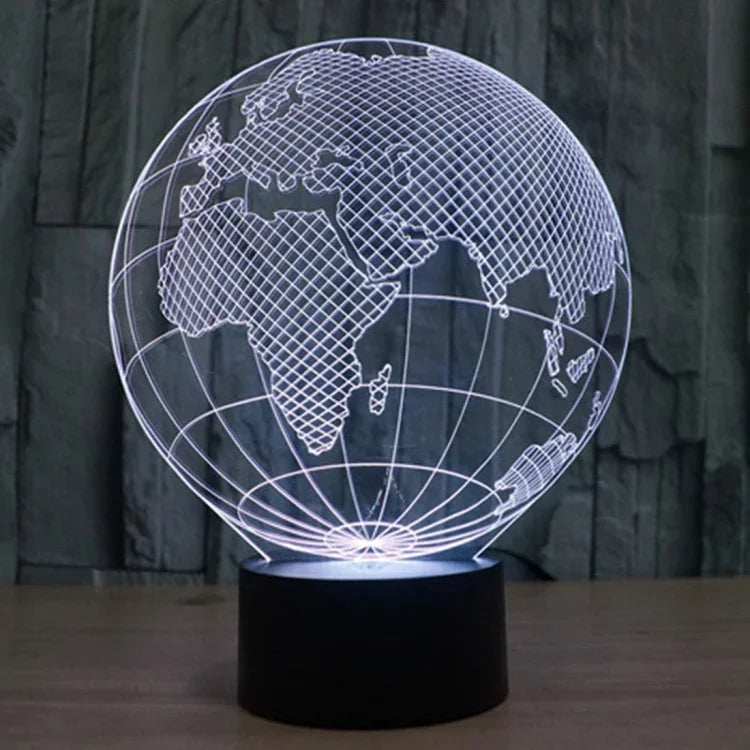 Lâmpada de secretária visual estéreo criativa com descoloração de 7 cores, luz noturna, estilo globo europeu