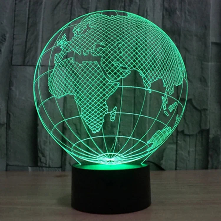 Lâmpada de secretária visual estéreo criativa com descoloração de 7 cores, luz noturna, estilo globo europeu
