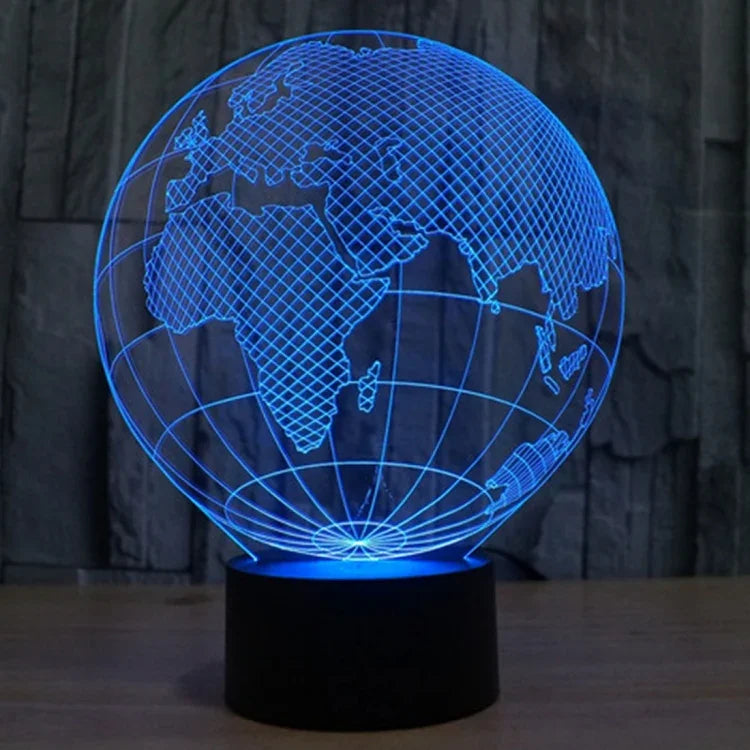 Lâmpada de secretária visual estéreo criativa com descoloração de 7 cores, luz noturna, estilo globo europeu