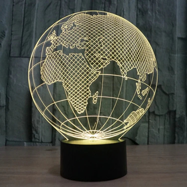 Lâmpada de secretária visual estéreo criativa com descoloração de 7 cores, luz noturna, estilo globo europeu