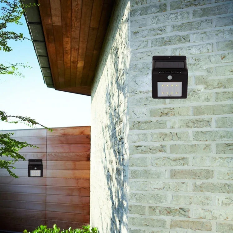 Luz de Parede com Sensor de Movimento Solar de 8 LEDs com Painel Solar, 8 LEDs Luz Branca