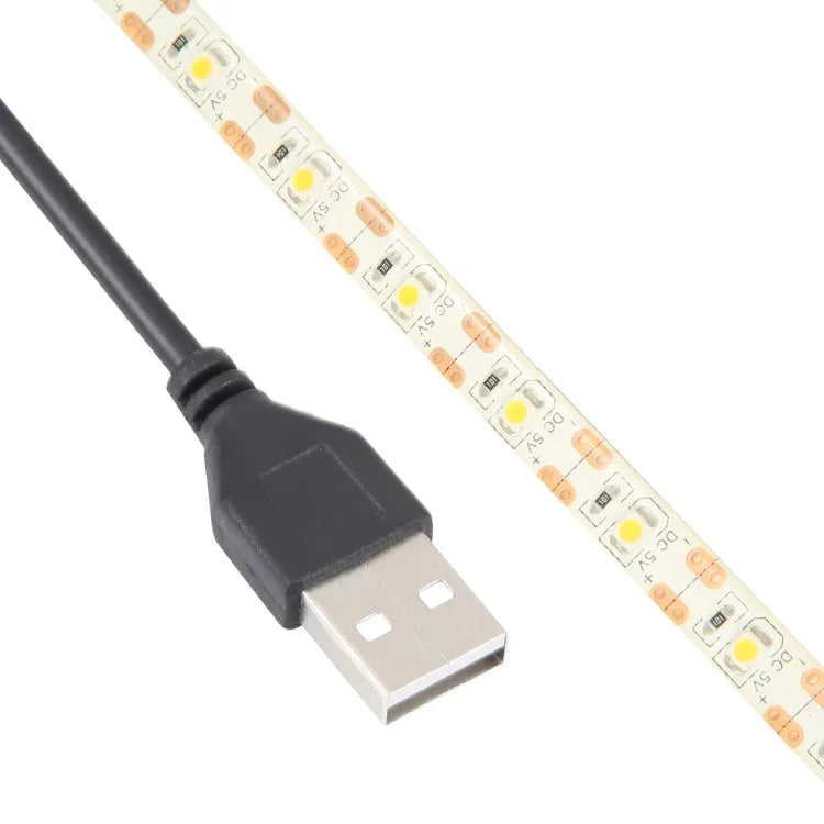 Fita de Luz Epóxi Impermeável USB 2835 SMD LED Luz Quente, CC 5V, Comprimento: 50cm, USB 2835 SMD LED 50cm