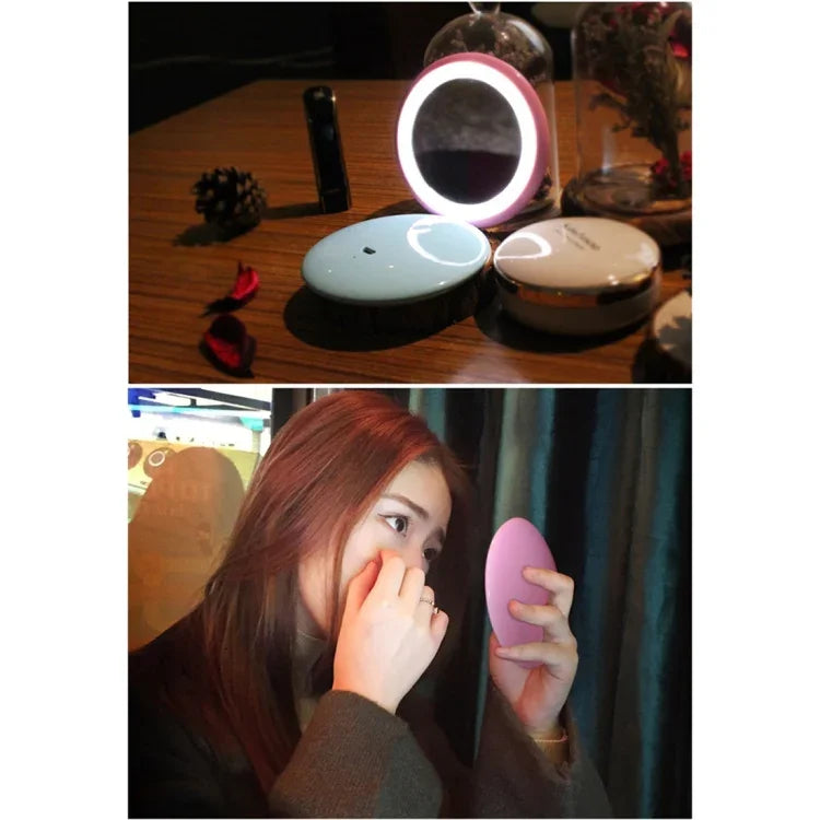 OneFire Espelho de Maquilhagem em Forma de Donut Recarregável Multifuncional com 10 LEDs 1W, Lâmpada de Secretária LED Luz Noturna, DC 5V, 1W Rosa