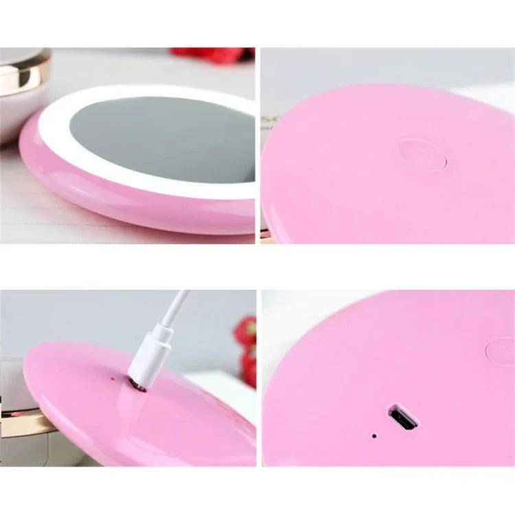OneFire Espelho de Maquilhagem em Forma de Donut Recarregável Multifuncional com 10 LEDs 1W, Lâmpada de Secretária LED Luz Noturna, DC 5V, 1W Rosa