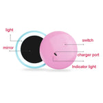 OneFire Espelho de Maquilhagem em Forma de Donut Recarregável Multifuncional com 10 LEDs 1W, Lâmpada de Secretária LED Luz Noturna, DC 5V, 1W Rosa