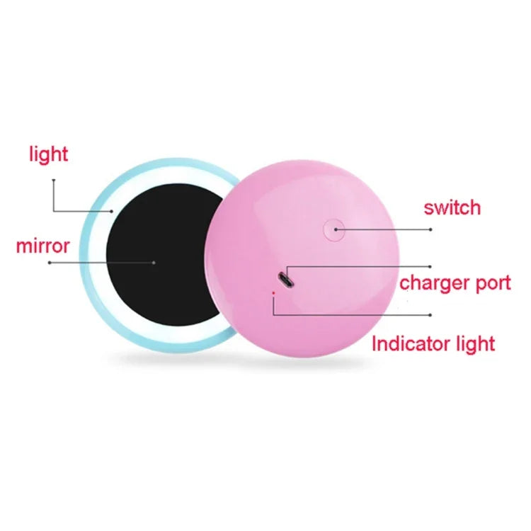 OneFire Espelho de Maquilhagem em Forma de Donut Recarregável Multifuncional com 10 LEDs 1W, Lâmpada de Secretária LED Luz Noturna, DC 5V, 1W Rosa