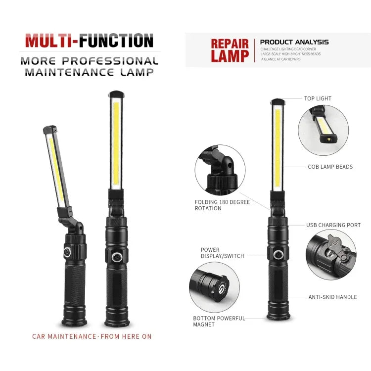 Luz de Trabalho de Emergência Dobrável Portátil Recarregável USB W552 280LM, Tamanho: 13,5 x 3,8 cm, W552