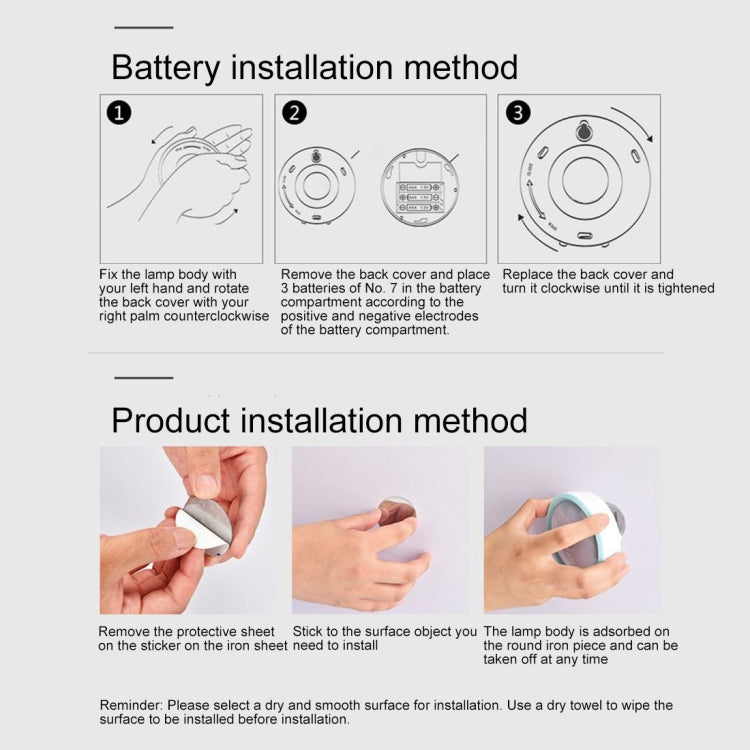 Lâmpada de armário de emergência 4000K, distância do sensor: cerca de 3m, DC 4.5V