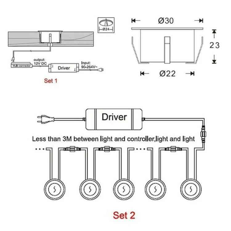 Luz de Convés LED SMD 2835 500-600LM 4000-4500K Lâmpadas Enterradas Luz de Chão Holofote de Parede, Tamanho do Recorte: 30x22mm