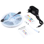Fita de Luz RGB Impermeável IP44 com 10m e 300 LEDs SMD 5050, Comando à Distância de 24 Teclas, Ficha EU, 10m 300 LEDs IP44