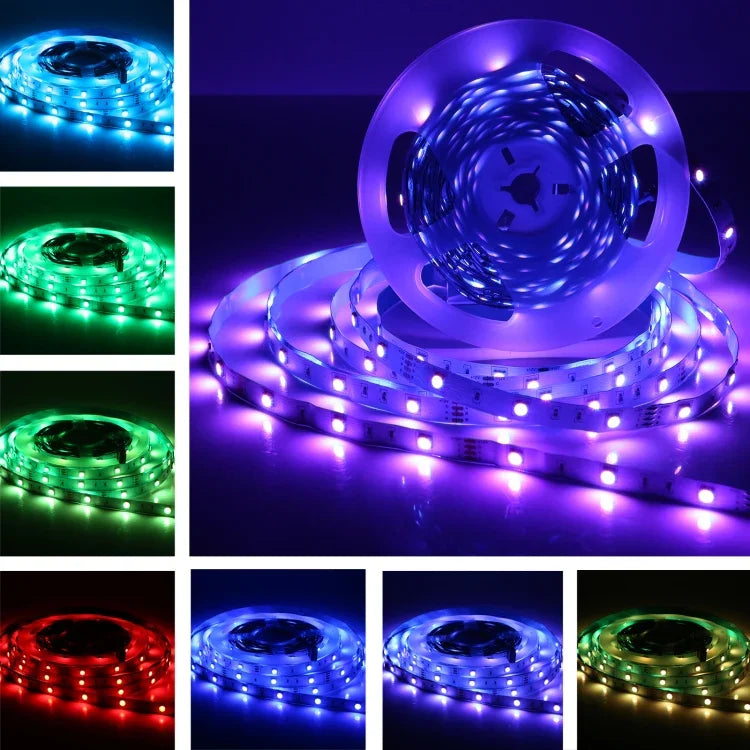Fita de Luz RGB Impermeável IP44 com 10m e 300 LEDs SMD 5050, Comando à Distância de 24 Teclas, Ficha EU, 10m 300 LEDs IP44