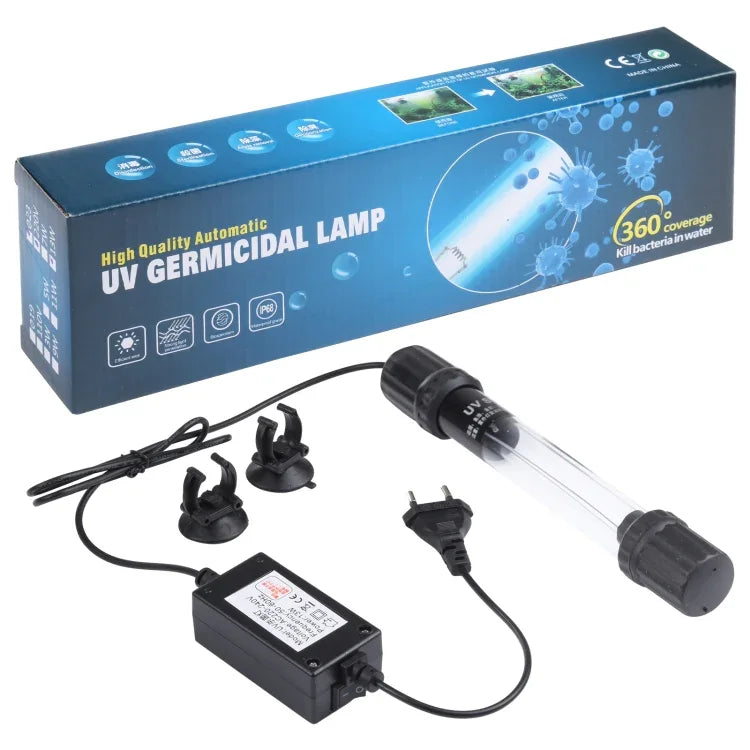 UV-007 Lâmpada Germicida Ultravioleta de 7W para Desinfeção de Aquário, Ficha EU, 7W