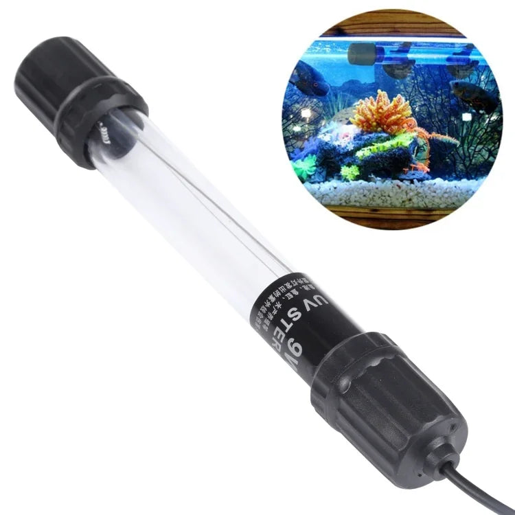 UV-009 Lâmpada Germicida Ultravioleta de 9W para Desinfeção de Aquário, Ficha EU, 9W