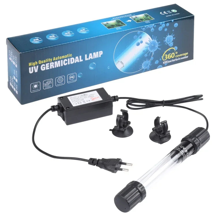UV-009 Lâmpada Germicida Ultravioleta de 9W para Desinfeção de Aquário, Ficha EU, 9W