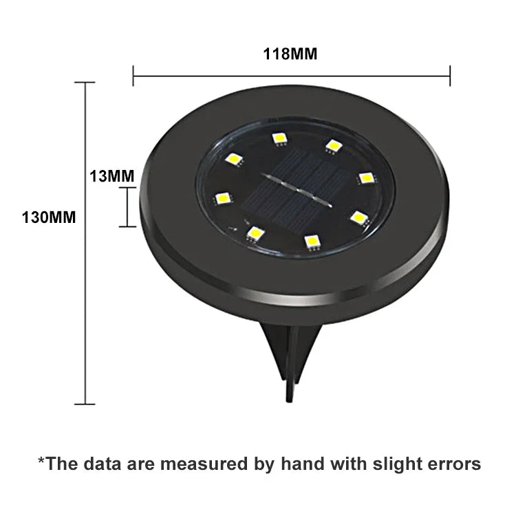 4 Unidades Lâmpada Enterrada Solar à Prova de Água IP65 com 8 LEDs, Jardim, Vila, Gramado, Holofote Decorativo