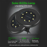4 Unidades Lâmpada Enterrada Solar à Prova de Água IP65 com 8 LEDs, Jardim, Vila, Gramado, Holofote Decorativo