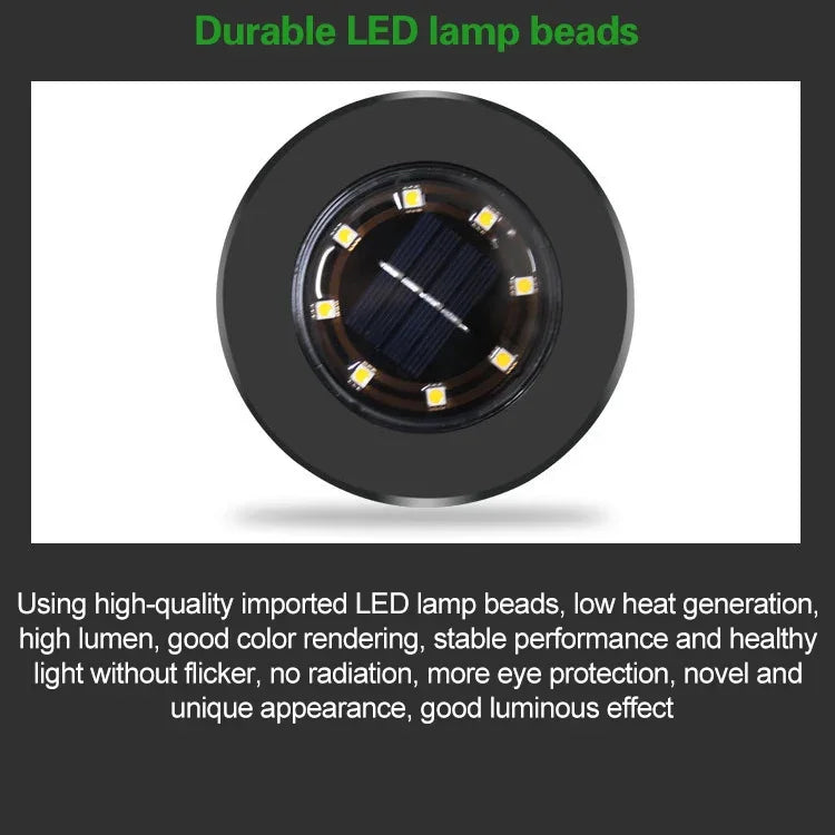 4 Unidades Lâmpada Enterrada Solar à Prova de Água IP65 com 8 LEDs, Jardim, Vila, Gramado, Holofote Decorativo