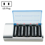 Carregador de bateria AC 100-240V com 4 ranhuras para baterias AA, AAA e tamanho C / D, ficha US