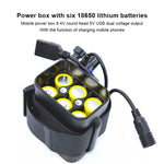 Caixa de Energia Móvel Multifuncional com 6 Seções para Bateria 18650 com Saída de Dupla Voltagem 8,4v Cabeça Redonda & 5v USB, Sem Bateria, 8,4v