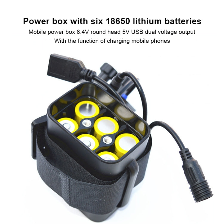 Caixa de Energia Móvel Multifuncional com 6 Seções para Bateria 18650 com Saída de Dupla Voltagem 8,4v Cabeça Redonda & 5v USB, Sem Bateria, 8,4v