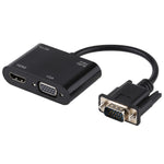 Adaptador Conversor 2 em 1 VGA para HDMI + VGA 15 Pinos HDTV com Áudio
