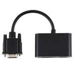 Adaptador Conversor 2 em 1 VGA para HDMI + VGA 15 Pinos HDTV com Áudio