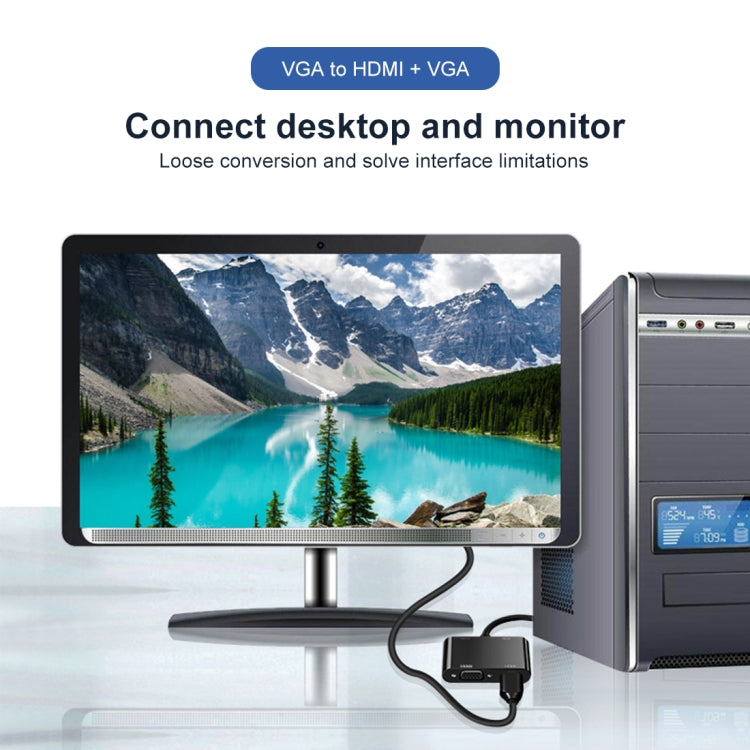 Adaptador Conversor 2 em 1 VGA para HDMI + VGA 15 Pinos HDTV com Áudio