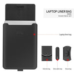 Conjunto de Mala Forro Universal Impermeável em PU para Laptop 4 em 1 com Alça, Suporte e Porta-Canetas + 2 Enroladores + Mala para Rato + Mala para Carregador para Portáteis de 13 / 14 polegadas, 13 / 14 polegadas