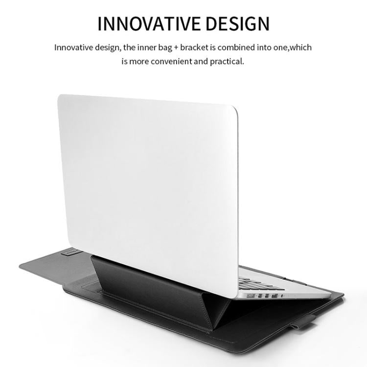 Conjunto de Mala Forro Universal Impermeável em PU para Laptop 4 em 1 com Alça, Suporte e Porta-Canetas + 2 Enroladores + Mala para Rato + Mala para Carregador para Portáteis de 13 / 14 polegadas, 13 / 14 polegadas