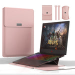 Mala Forro Universal Impermeável em Pele PU 4 em 1 para Portátil com Alça, Suporte e Suporte para Canetas + 2 Enroladores + Bolsa para Rato + Bolsa para Carregador para Portáteis de 15 polegadas, 15 polegadas