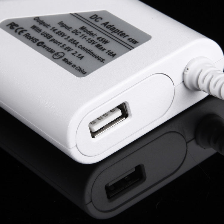 Carregador de Carro MagSafe 2 Estilo T 5 Pinos 45W 14,85V 3,05A com 1 Porta USB para Apple MacBook A1466 / A1436 / A1465 / A1435 / MD224 / MD231 / MD761 / MD711, Comprimento: 1,7m, 45W 14,85V 3,05A