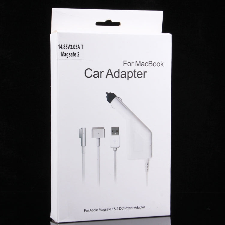 Carregador de Carro MagSafe 2 Estilo T 5 Pinos 45W 14,85V 3,05A com 1 Porta USB para Apple MacBook A1466 / A1436 / A1465 / A1435 / MD224 / MD231 / MD761 / MD711, Comprimento: 1,7m, 45W 14,85V 3,05A