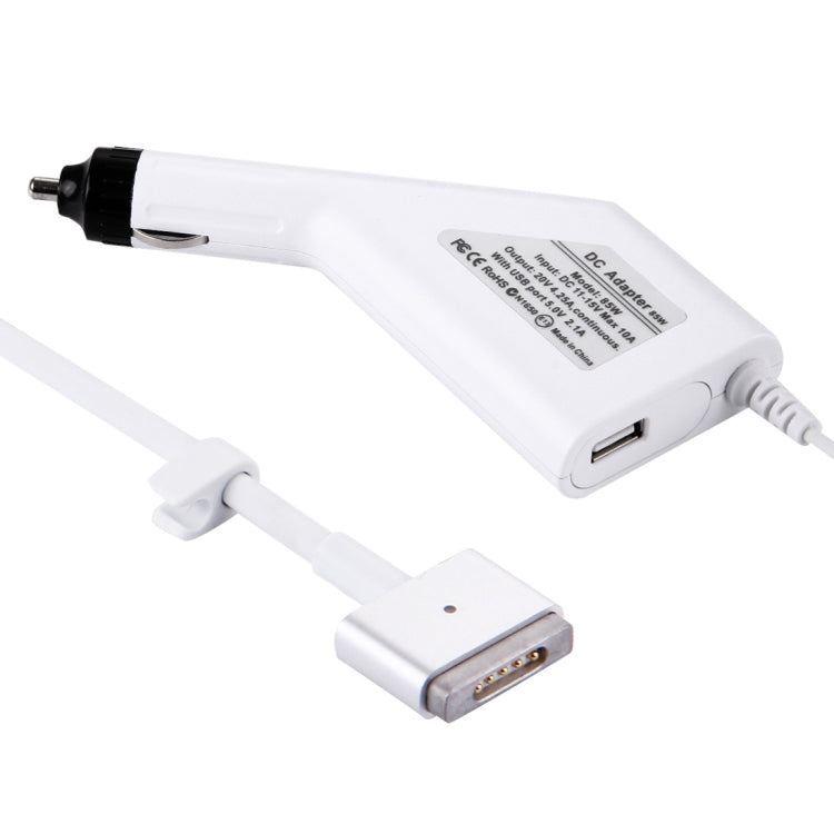 Carregador de carro MagSafe 2 estilo T de 85W 20V 4,25A com 1 porta USB para Apple Macbook A1398 / A1424 / MC975 / MC976 / ME664 / ME665, Comprimento: 1,7m, 85W 20V 4,25A