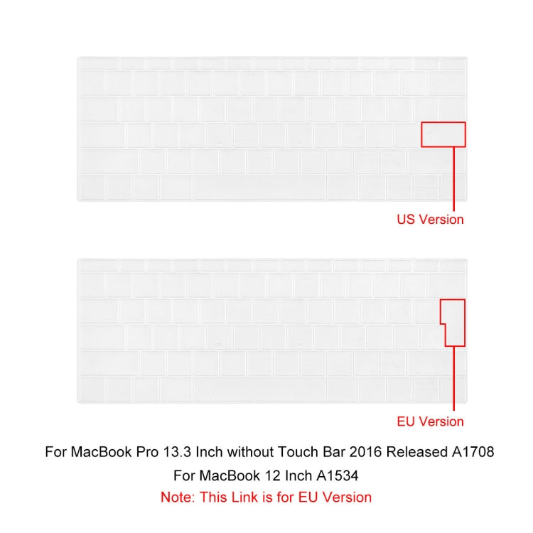 ENKAY Capa Protetora de TPU para Teclado para MacBook 12 polegadas 2015 (A1534) / MacBook Pro 13,3 polegadas sem Touch Bar (A1708), Versão Europa, Versão UE