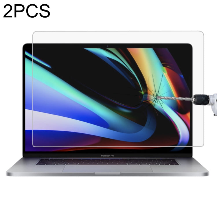 2 unidades de película protetora de vidro temperado 9H para ecrã de portátil MacBook Pro 16 polegadas