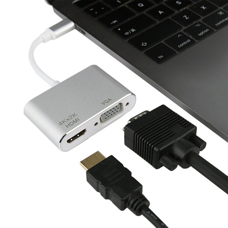 Adaptador Multifuncional 4 em 1 USB / Type-C para 4K HDMI + VGA + USB 3.0