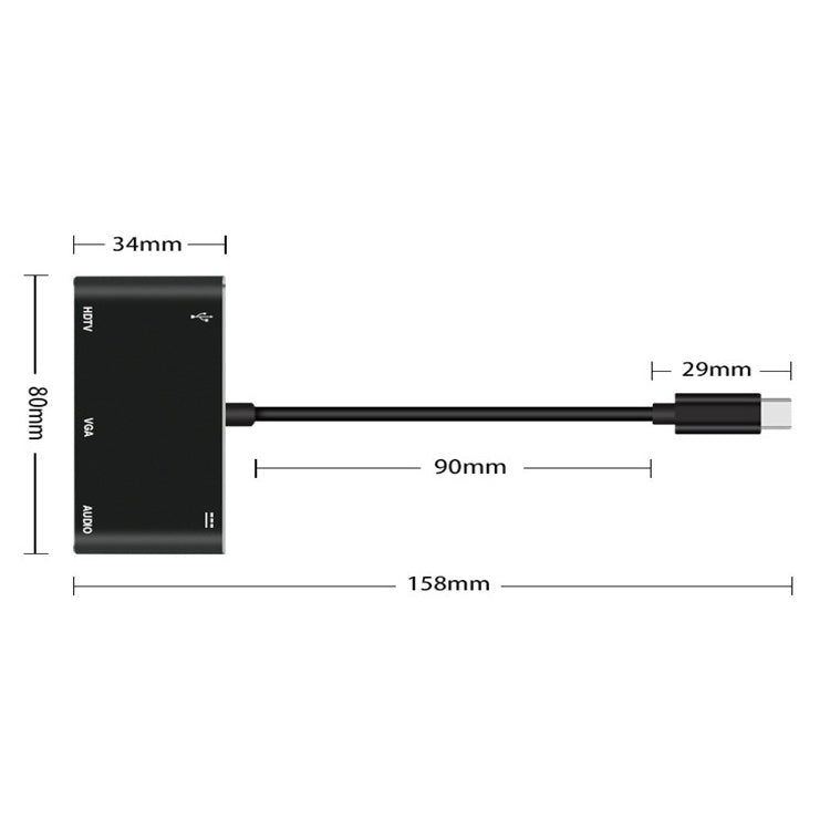 Conversor USB-C / Type-C para HDMI / VGA / USB 3.0 / PD
