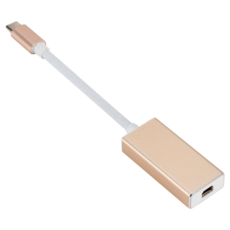 Conversor USB-C / Type-C 3.1 Macho para Mini DP Fêmea HD, Comprimento: 12cm, Prateado, Dourado