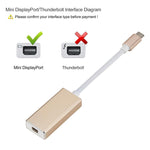 Conversor USB-C / Type-C 3.1 Macho para Mini DP Fêmea HD, Comprimento: 12cm, Prateado, Dourado