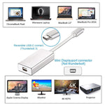 Conversor USB-C / Type-C 3.1 Macho para Mini DP Fêmea HD, Comprimento: 12cm, Prateado, Dourado