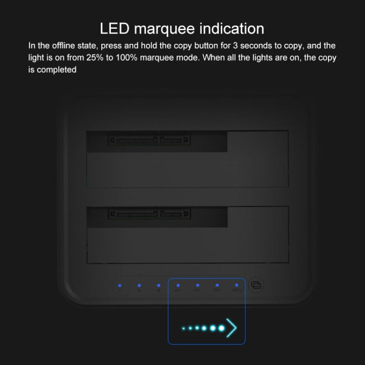 Dock para Disco Rígido Blueendless SATA USB 3.0 2 Baias para Cópia Offline de 2,5 / 3,5 polegadas