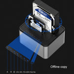 Dock para Disco Rígido Blueendless SATA USB 3.0 2 Baias para Cópia Offline de 2,5 / 3,5 polegadas