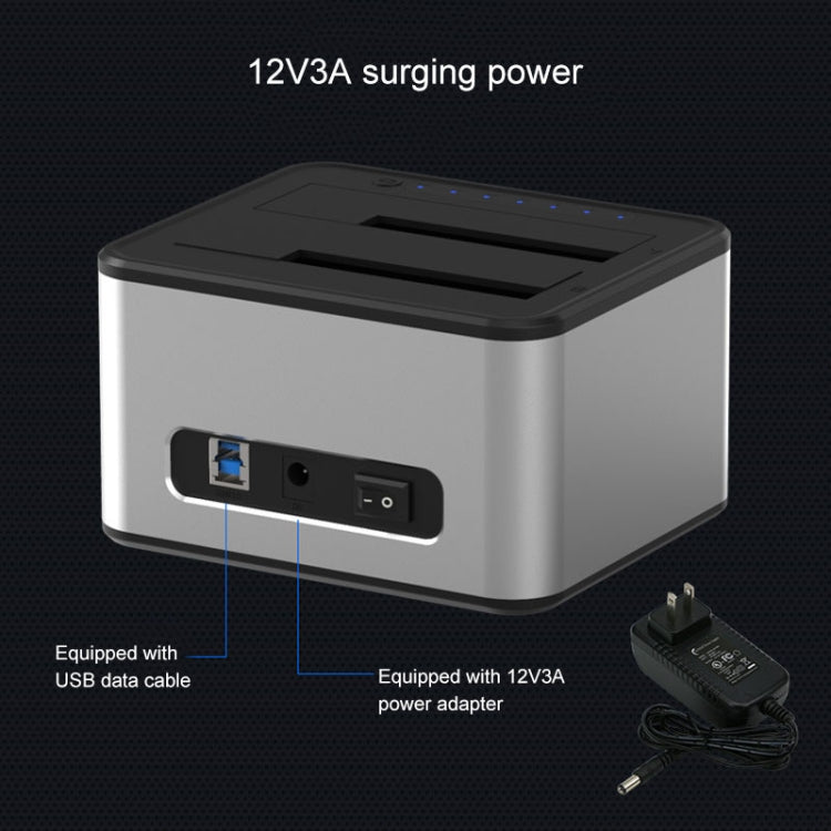 Dock para Disco Rígido Blueendless SATA USB 3.0 2 Baias para Cópia Offline de 2,5 / 3,5 polegadas