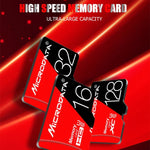 Cartão de Memória TF (Micro SD) Vermelho e Preto U3 de Alta Velocidade MICRODATA 64GB, 64GB